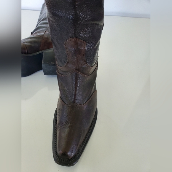Nine West "COUNTING " Brown Leather Vintage Cowboy Boots Size 7M - Picture 11 of 13